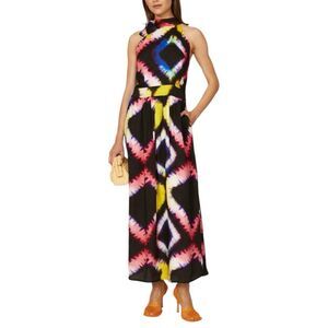 Busayo Black Watercolor Tie Dye Viscose Halter Maxi Dress 2